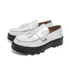 Zapatos de Cuero Brillantes con Suela Gruesa sin Cordones Transfronterizos, Zapatos Formales de Estilo Británico para Negocios Casuales, Mocasines con Borlas, Zapatos de Talla Grande para Hombre