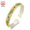 Pulsera de plata de ley 9999 con método antiguo, color esmalte, pluma de fénix, estilo nacional vintage, pulsera de plata, nuevo estilo chino, corazón abierto, sutra