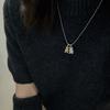 Collar con colgante de oso de circonita con microincrustaciones de cadena de acero de titanio, diseño de nicho, estilo moderno, combina con todo, tipo cadena de suéter.