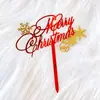 Cartão Duplo de Acrílico para Bolo de Natal Decoração de Bolo Festa de Natal Mesa de Sobremesas Enfeite Decoração de Natal