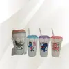 Vaso para Jugo con Tapa Vaso de Plástico PP Vaso con Popote Vaso de Plástico Creativo Vaso de Agua para Niños Vaso con Popote Lindo Venta Caliente Transfronteriza
