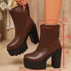 Botines Cortos Nuevos de Tacón Alto Talla Grande Europeos y Americanos para Mujer Impermeables con Plataforma Suela Gruesa Tacón Grueso Botas de Otoño e Invierno Exportación