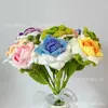 Flores de Hilo de Rosa Puntiaguda Degradada Tejidas a Crochet Puramente Hechas a Mano, Regalos de Celebración, Recuerdos, Productos Terminados de Flor de Rosa Tejida