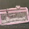 Estuche Transparente Rosa con Gato, Doble Capa, Moderno y Estéticamente Agradable, Gran Capacidad, Estilo Femenino, Estuche de Almacenamiento para Estudiantes, Papelería