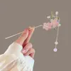 Pasador de Flor con Borla Estilo Antiguo para Mujer, de Alta Gama y Elegante, Versátil Pasador Hanfu, Pasador para Moño en la Parte Trasera de la Cabeza