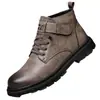 Botas de Inverno Masculinas com Veludo e Cano Alto Acolchoado, Sapatos Casuais de Couro, Botas de Trabalho Versáteis Retrô com Solado Macio, Botas Quentes