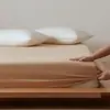 Sábana bajera de algodón peinado de fibra larga 100S, color liso, simple, con elástico en todo el contorno, cubre colchón a prueba de polvo, funda de cama de una pieza de algodón puro para dormitorio