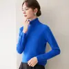 Suéter de Cashmere Baicai Rong com Gola Alta Feminino Outono Inverno 2026 Novo Slim Fit Cor Sólida Camada Interna Camisa Base de Tricô