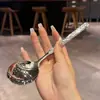 Fuente Acero Inoxidable Cuchara Celebridad de Internet Patrón de Piedra Cuchara Restaurante Cuchara para Comer Coreana Mango Largo Cuchara para Beber Cuchara Dulce