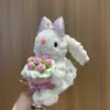 Mochila com pingente de coelho para celular, prendedor traseiro, cordão transversal, corrente, boneco de pelúcia, babador, chaveiro, enfeites para pendurar