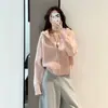 Cárdigan de punto con capucha y doble cremallera, suave y cómodo, estilo coreano para mujer, adecuado para primavera y otoño, con un corte holgado que crea un efecto adelgazante