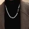 Collar Minimalista Francés Manta Rosa Perla Rosa Diseño de Nicho Cadena para Suéter Versátil de Gama Alta Cadena para Clavícula
