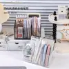 Portalápices Transparente Casual con Múltiples Compartimentos Estilo Ins de Escritorio Cuadrado de Gran Capacidad Portalápices de Papelería Tubo de Almacenamiento para Oficina