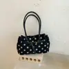 Bolso de mano de ante con lunares retro a la moda estilo coreano, nueva colección otoño 2026, gran capacidad, adecuado para el trabajo y los desplazamientos, bolso de hombro