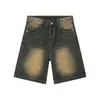Nuevos shorts de mezclilla azul desgastado retro americano de verano para hombre, shorts rectos holgados, pantalones cortos versátiles de moda, marca de moda