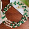 Collar vintage chino de cuarcita verde con contraste de color de grava de cristal blanco natural para mujer, cadena de clavícula con atmósfera
