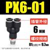 Conector de Rosca Externa Três Vias Px Tipo Y Preto e Branco Plugue Rápido Pneumático Plástico Mais Cobre Niquelado Conector Atacado