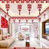 Decoración de sala de estar y colección de artículos para bodas, juego de decoración de habitación de bodas, decoración de boda para el novio, guirnalda de "doble felicidad", juego de decoración para el techo de la habitación