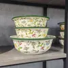 Balanza de esmalte de grado alimenticio, cuenco amasador grueso de estilo antiguo con tapa, lavabo de cocina para el hogar, lavabo de esmalte