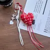 Moda Ins Tecido Coração de Menina Laço Corda Trançada Bolsa de Alto Padrão Pingente Acessório de Bolsa Estilo Miu