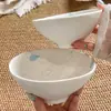 Belleza atemporal - Set de vajilla de cerámica de alta estética con forma de gota de lluvia, tazones y platos para uso doméstico, tazón para avena del desayuno, plato para ensalada de verduras