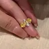 Tejiendo Luz Niña ~ Anillo de Amor de Ensueño Anillo de Zirconio Cepillado Seiko Anillo Abierto de Lujo Ligero Retro de Gama Alta