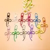 Chaveiro de laço de contas colorido estilo INS com fita, pingente de liga, acessório para meninas, pingente de mochila, acessório de fivela de porta