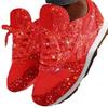 Comércio Exterior Sapatos Femininos de Tamanho Grande Tênis Casuais Esportivos para Mulheres 2025 Outono Novos Saltos Plataforma com Lantejoulas Sapatos Respiráveis com Strass para Mulheres