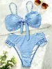 Bikini Nuevo Estilo 2026 Conjunto Europeo y Americano Halter de Atar Sexy Traje de Baño Traje de Baño Estampado Conjunto