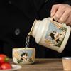 Forno Ru gato fofo pequeno termôs teacup escritório grande capacidade criativo cerâmica ensopado teacup copo de bebida caixa de presente