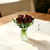 Buquê de Rosa Esmaltada Zibo Mini Arranjo de Flores Artificiais de Vidro Decoração de Mesa Artesanato Presente de Dia dos Namorados
