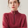 Novo Suéter de Cashmere com Meio Zíper e Gola Alta, Estampa de Bolinhas, Malha Grossa e Solta, Outono/Inverno 2025