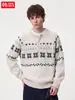 Suéter de punto Fair Isle Han Lu, estilo otoño/invierno para hombre, corte holgado, con un ambiente relajado y casual, con cuello Henley y diseño de jersey