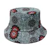 Chapéu de Sol Feminino Casual Versátil Proteção Solar ao Ar Livre Chapéu de Sol Boêmio Retro Estampa Floral Chapéu de Pescador Feminino