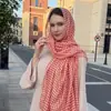 Lenço Impresso Novo Estilo Transfronteiriço, Padrão Pied-de-Poule, Proteção Solar, Lenço Longo à Prova de Vento de Algodão e Linho da Moda, Xale de Alta Qualidade, Lenço de Cabeça para Mulheres