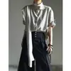 Camisa Irregular de Manga Corta Estilo Hepburn Gótico Oscuro para Hombres y Mujeres, Camisa de Tendencia Nacional Holgada de Gama Alta de Nicho