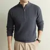 Suéter de punto medio con cremallera para hombre yingao otoño e invierno, suéter de punto de manga larga a rayas para hombre, suéter casual estilo old money, moderno