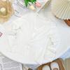 Cardigan Tricotado Fino de Verão 2025 Cor Creme para Meninas, Camisa Macia e Sedosa para Ar Condicionado, Jaqueta de Manga Longa para Bebê