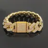 Collar de cadena cubana de tres filas con incrustaciones de diamantes, hebilla de caja con cierre grande en forma de diamante, 20 mm, éxito de ventas europeo y americano, hip-hop