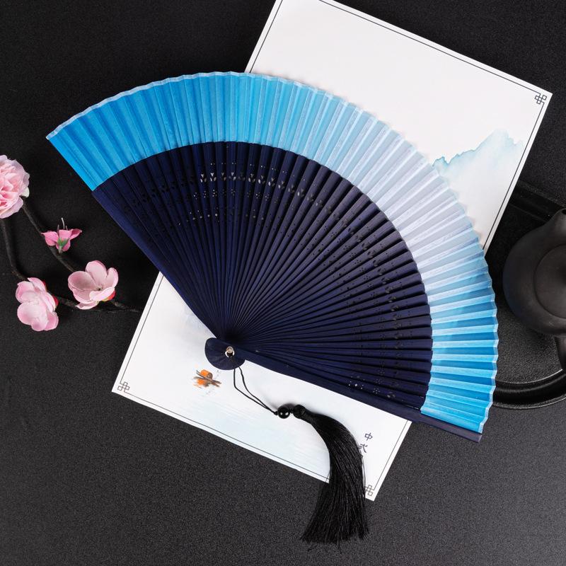 中国风结婚新娘拍照扇子道具渐变色舞蹈中式汉服旗袍古风晨拍折扇
