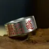 Anillo Taoísta para Hombre, Plata Pura 999, Mantra de la Luz Dorada de los Cinco Truenos, Talismán Zhiwei, Anillo Ajustable de Plata de Ley 925 de Zhao Gongming