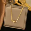 [Collar de Acero de Titanio Dorado + Color Acero] Moda de Lujo Ligero para Mujer El Más Fácil de Combinar Cadena para Clavícula Collar de Amor de Nicho de Gama Alta