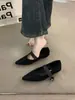 Zapatos de Mujer Mary Jane Únicos con Tacón de Cuña Color Café y Punta Fina Otoño 2026 Ante Zapatos de Abuela para el Trabajo Nocturno