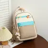 Mochila Casual da Moda e Fresca Estilo Coreano de Grande Capacidade com Costura Colorida para Alunos do Ensino Fundamental e Médio Mochila para Aulas de Reforço
