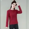 Camiseta de Manga Larga para Mujer Estilo Coreano Moda Casual Versátil Primavera/Otoño Cuello Redondo Corte Ajustado Favorecedor Diseño de Patchwork