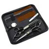 Set de Tijeras de Peluquería Coloridas Personalizadas de 6.0 pulgadas (Tijeras Rectas + Tijeras Entresacadoras + Bolsa + Aceite de Mantenimiento + Peine Ajustable)