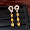 Pendientes de botón redondos y cuadrados con borla, incrustados con diamantes en aguja de plata, pendientes de lujo ligero, sensación de alta gama, diseño de estilo vintage, pendientes de moda versátiles