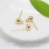 Accesorios DIY con aretes de cuentas redondas con anillo Pendientes de tallo de frijol de cobre puro coreano chapado en oro real Accesorios para aretes hechos a mano