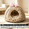 Cama de gato cama de cachorro semi-fechada inverno quente espessada ninho de dormir de gato casa de gato ninho seguro animal de estimação todas as estações universal