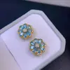 Aretes de Apatita Natural Frescos y Naturales Super Lujo Estilo Super Grande Tamaño de Piedra Principal: Plata 925 de 3*5 mm